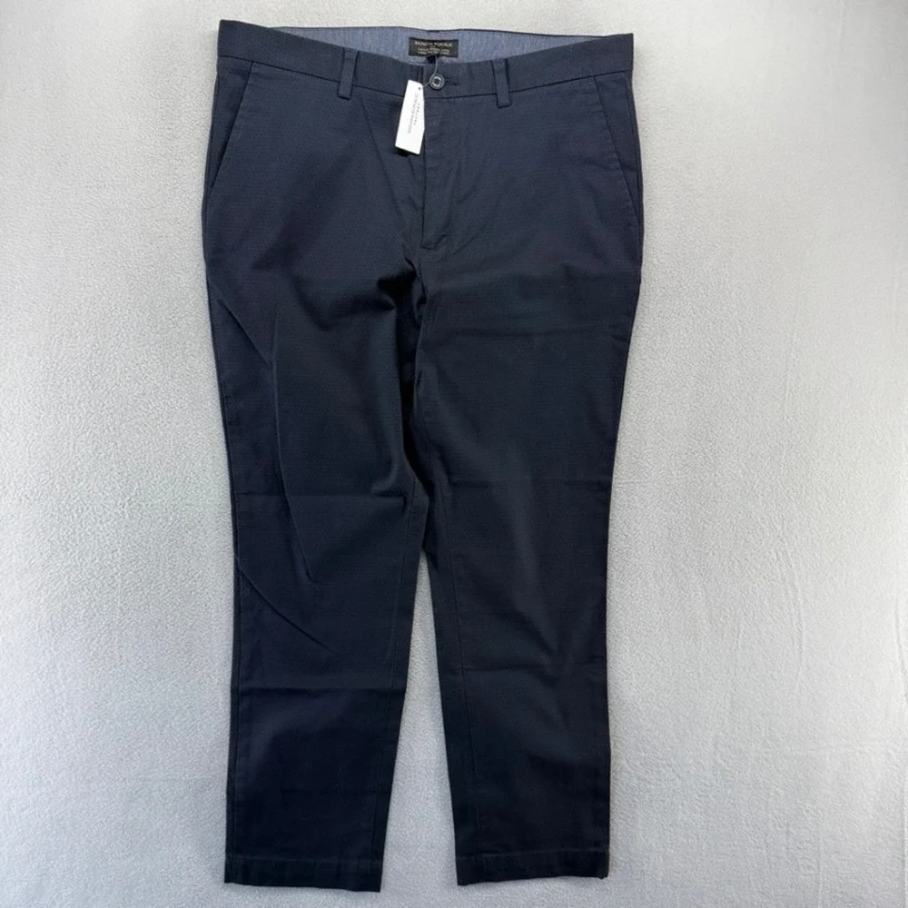 Banana Republic Pants Mens 36x30 Blue Fulton Skinny Chino Micro Print Cotton NEW